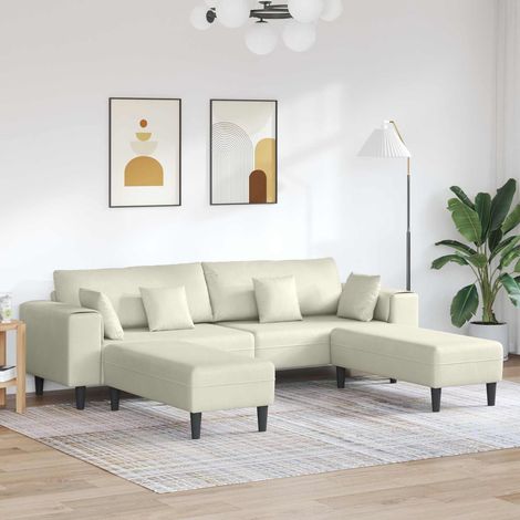 Sofa 3 pcs Creme 250 x 188 x 76 cm Samt (1/5)
