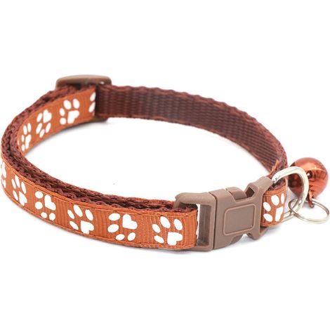 Collier pour chiot, patte en nylon avec Clochette réglable libération clip (Brun) (1/5)
