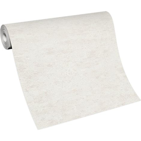 BRICOFLOR Papier Peint texturé blanc écru  Papier Peint intissé pour chambre, couloir & plus  Tapisserie unie effet brique et pierre blanc (1/4)