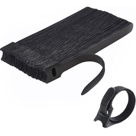 (Noir)Attache Cable[50 Pcs], Sangles Sangles Câble, Réutilisables Serre Cable, Organisateur Rangement Cable, pour Attacher Les Câbles, Gaines, Fils PC, Fils Électriques etc , Organisateur (1/5)