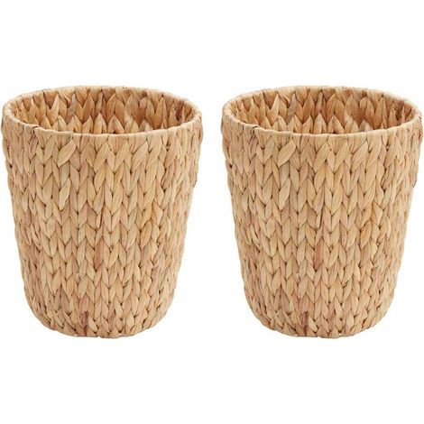 Waste Paper Bins 2 pcs Natural 26 x 26 x 29 cm Water hyacinth vidaXL