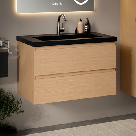 Badezimmermöbel Sova – 80 cm – Helle Eiche – Schwarzes (1/4)