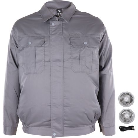 Veste ventilée rafraîchissante, dissipation thermique efficace, protection UV, vêtements climatisés avec ventilateurs pour travaux extérieurs sur les chantiers, taille XL, gris clair (1/5)