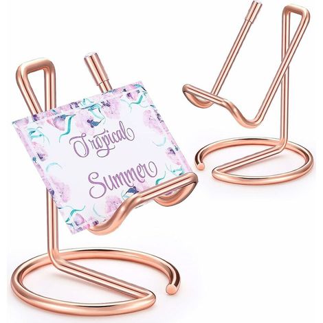2 Pcs Porte-Cartes de Visite en Métal,T-Audace Support de Téléphone Portable, Support d'Affichage de Carte de Visite de Ligne Élégante, Organisateur de Carte de Visite de Bureau Office (Or Rose) (1/5)