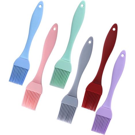 6 piccoli pennelli in silicone per olio da cucina, pennelli per alimenti per grigliare, cucinare, cuocere al forno e decorare torte (1/5)
