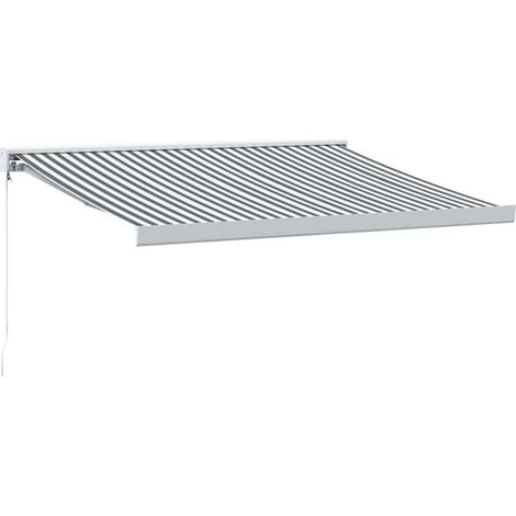 Store rétractable, gris anthracite/blanc, 3 x 2,5 mètres, tissu et aluminium. (1/2)