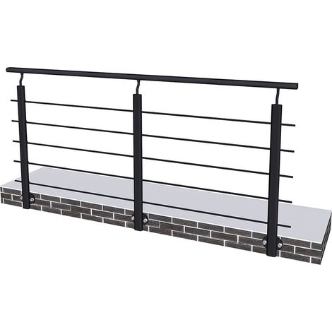 Aica 2mx0.87m Matt black Mobility Adjustable Aluminum Handrail suitable for Steps/Stairs Side Walls (1/4)