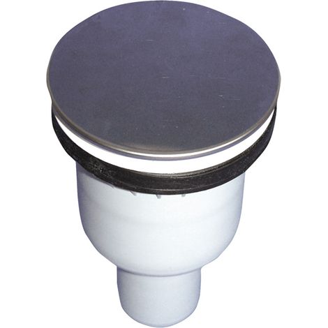 Sifone per piatti doccia DN50 verticale per aperture di scarico Ø 90mm con calotta in acciaio inox Ø 114mm