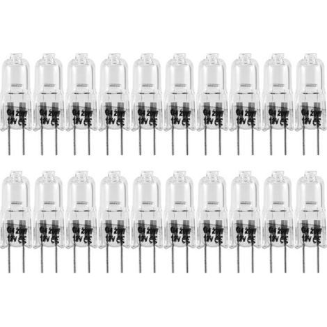 Lot de 20 ampoules halogènes G4 20W 12V – Culot G4 transparent – Blanc chaud 2700K – Éclairage cuisine et signalisation (1/5)