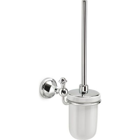 Sapho Gedi Nevis - Scopino per WC a parete, con supporto, in ceramica/cromo NV330313 (1/6)