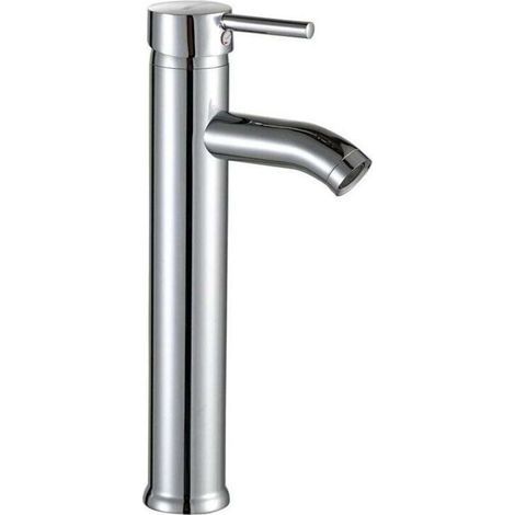 Robinet mitigeur de lavabo haut en acier inoxydable, commande unique eau chaude/eau froide, avec deux flexibles robinet mitigeur de lavabo haut robinet mitigeur de vasque haut robinet mitigeur de l (1/4)