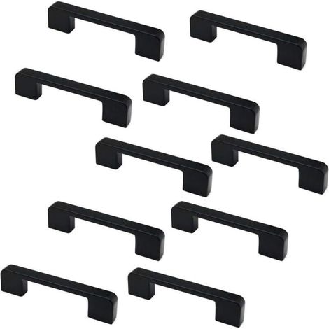 Set mit 10 mattschwarzen Schrank- und Schubladengriffen aus Zinklegierung, 106 mm lang (1/4)