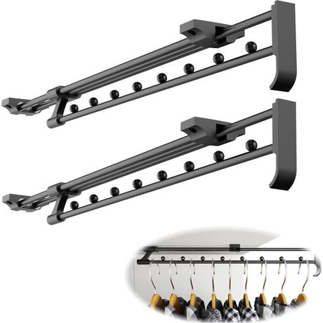 Barres de penderie coulissantes réglables - adaptées à tous les types d'armoires domestiques - placards, etc. - 2 pièces - 36 cm (1/4)