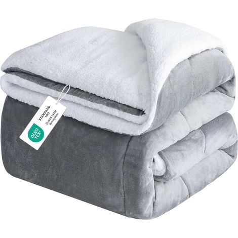 Couverture Polaire 150x200cm Gris, Couverture en Flanelle épaisse Couche et Confortable, Couverture Polaire en Microfibre adaptée aux canapés et aux Lits Chaud Épais Durable (1/5)