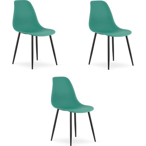 Chaise WAT verte / pieds noirs x 3 (1/5)