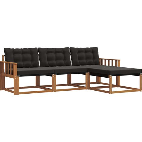 vidaXL Set di divani da esterno 4 pz Naturale e Nero (1/5)