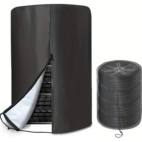 Housse de pneu en tissu (noir, 85 x 120 cm) – Résistante, avec fermeture éclair, idéale pour la protection des pneus en extérieur