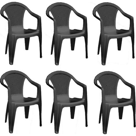 SET 6 SEDIE DA GIARDINO KORA IN POLIPROPILENE COLORE MOKA 55 X 54 X 82 CM (1/5)
