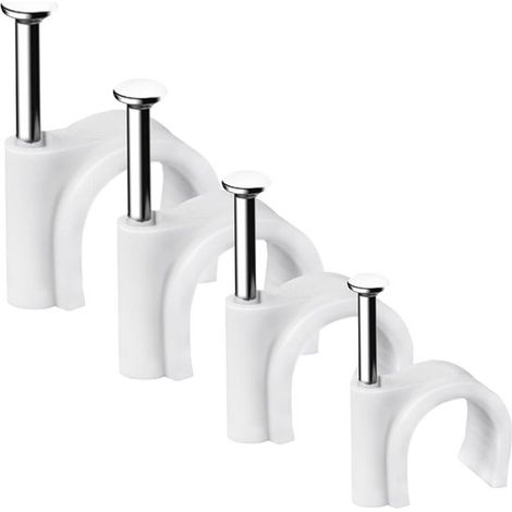 Serre-câbles blancs, lot de 400, avec fixations à pression pour câbles d'alimentation, 4 tailles : 4 mm, 6 mm, 8 mm et 10 mm, pour multiprise murale. (1/5)