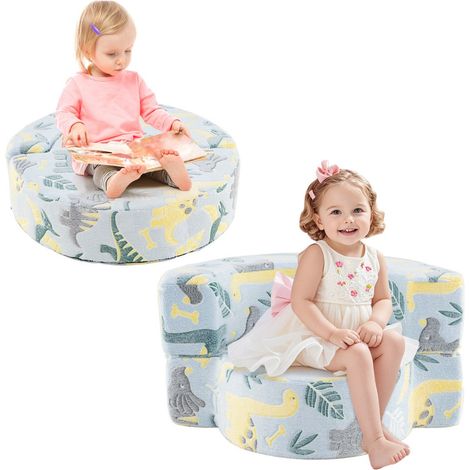 Sofá convertible 80x64x40 cm 2 en 1 ergonómico con estampado de estrellas fosforescentes en franela azul 200010999