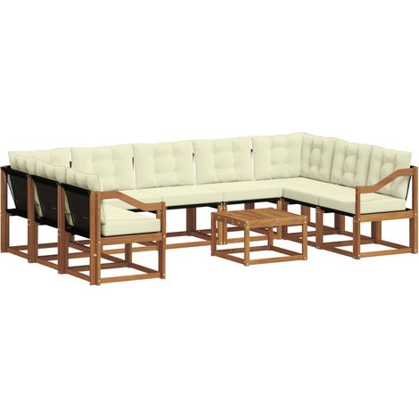 Conjunto de sofás de exterior 10 uds. Natural y Crema vidaXL (1/5)