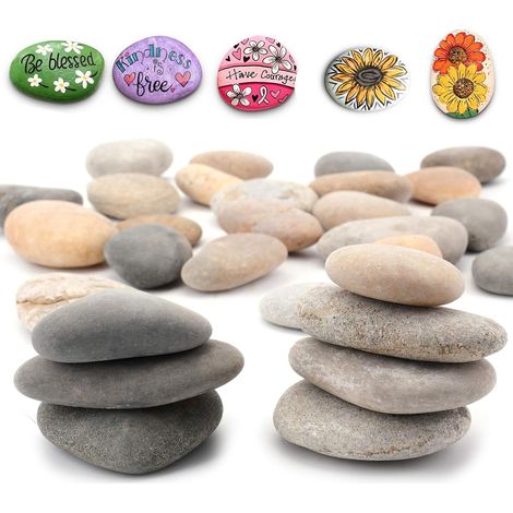 25 Pièces Galets à Peindre, Dessin Créative Galets à Peindre, Pierres Plates à Peindre, Galets De Plage, Galets Peinture DIY Naturelles, pour Dessin de Pierres Peintes, Décoration de Aquarium Jardin (1/5)