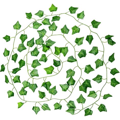 1 guirlande de lierre artificiel - Feuilles vertes - Pour mariage, cuisine, bureau, jardin, balcon, chambre à coucher - Décoration murale (1/5)