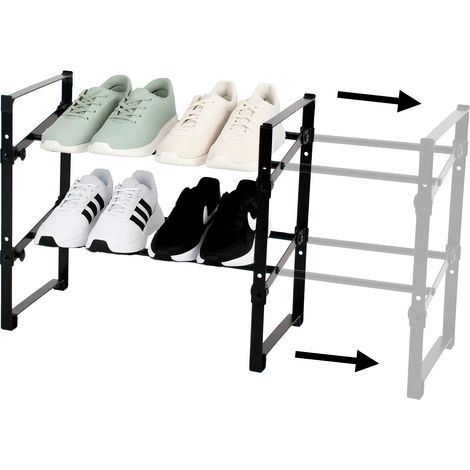 AMIG  Étagère à chaussures extensible  TÖTEM  45.5 - 80 x 24 x 39.5 cm  Noir