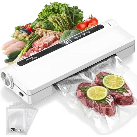CYRILL –Machine Sous Vide Alimentaire, Avec 20 Sacs Sous Vide, Appareils de Mise Sous Vide Multifonction 2 en 1, Avec Mode Humide et sec pour Stockage de Fruits, Légumes, Pain, Viande, Aspiration de 6 (1/5)