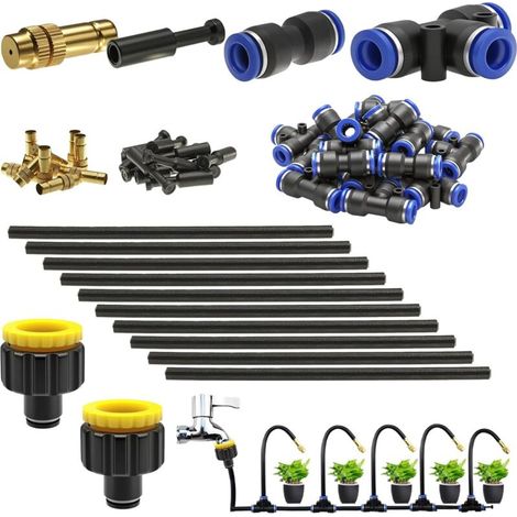 Kit De Buses De Brumisation En Laiton, Système De Têtes D'Irrigation Réglables À 360°, Avec Adaptateur À Connexion Rapide De 8 mm Pour L'Arrosage Des Pelouses, Terrasses Et Jardins (1/5)