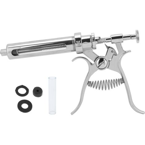 Seringue semi-automatique métallique antirouille pour l'injection de produits antirouille dans le bétail, destinée à l'équipement vétérinaire (seringue de 20 ml). (1/5)