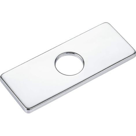 Plaque de recouvrement de trou de 6 pouces pour lavabo de salle de bain, plaque de garniture de robinet de salle de bain 3 en 1, rectangulaire, acier inoxydable (argent) (1/5)