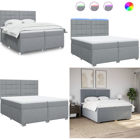 Boxspringbett mit Matratze Hellgrau 200x200 cm Stoff - Boxspringbett - Doppelbett - Liegefläche 200x200cm - Bettenrahmen - Massivholzböden - Home & Living (1/5)