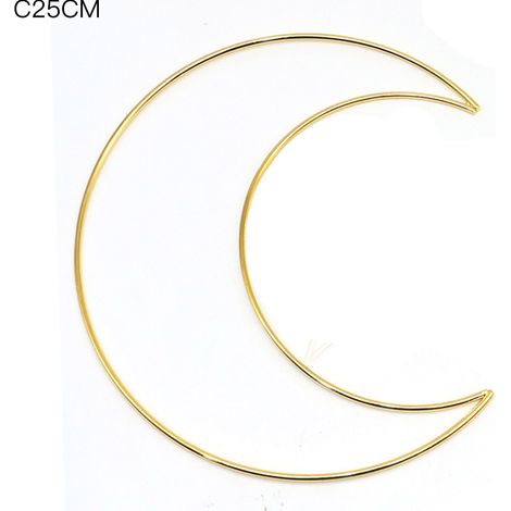 Cercle en fer forme lune anneau loisirs créatifs pour guirlande déco murale doré 250 mm (1/2)