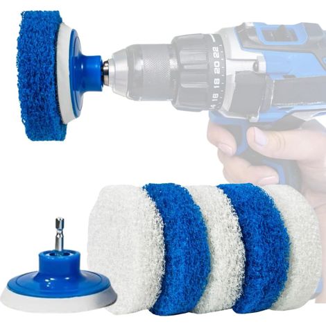 Kit de brosses de nettoyage RotoScrub pour perceuse, accessoires de nettoyage pour salle de bains, bleu et blanc (1/5)