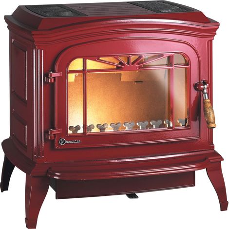 Estufa de Leña de Hierro Fundido BRADFORD ROJA de 9 kW con Salida Superior o Trasera de 150 mm (1/5)