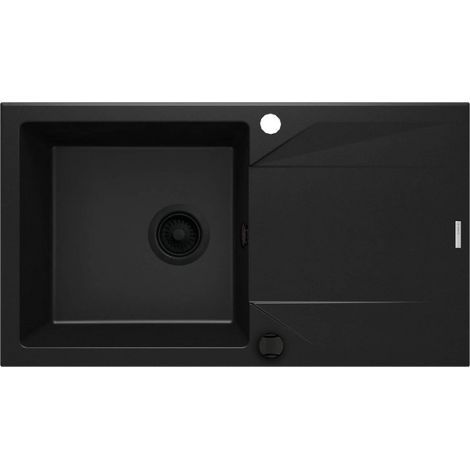Einzelbecken-Granitspüle mit Abtropffläche, nero, nero ZQJ N113