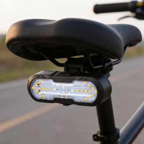Feu Arrière de Vélo avec Clignotants et Télécommande Generic feu Arriere Velo Klaxon, Son D'invite, Charge de Type C, Télécommande sans Fil, Feu Arrière de Vélo pour la Conduite de Nuit (1/5)
