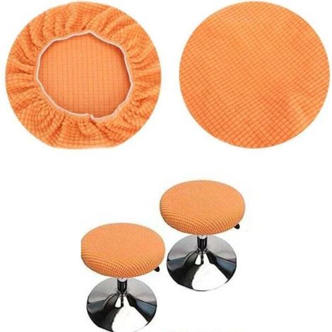 Housses de tabourets ronds (lot de 2 pièces orange), adaptées aux tabourets 28-40cm, bar et café, housses de tabourets ronds élastiques, lavables et faciles à entretenir, -DOUces et durables-DOU