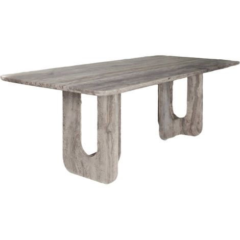 Table à manger en travertin gris - gris travertin (1/2)