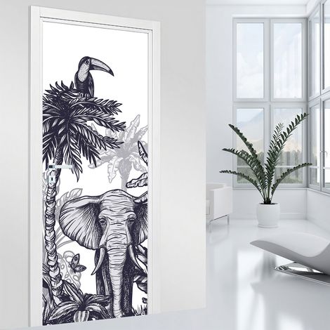 Stickers pour porte - Jungle - 93 x 205 cm - Adhésif MAT (1/2)