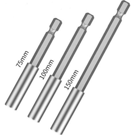 3 Embouts Magnétiques 75/100/150mm – Tige Hex 1/4" pour Extensions Porte-Embouts (1/4)