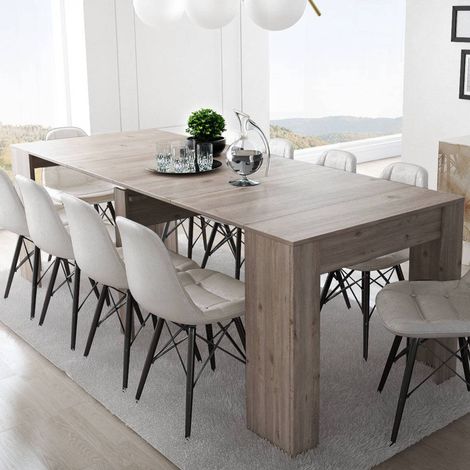 Dmora Moderner Esstisch, Ausziehbare Konsole bis zu 10 Sitzplätzen, Maße 90 x 51 x 77 cm (bis zu 237 mit Verlängerungen), Farbe Braun - Eiche (1/5)