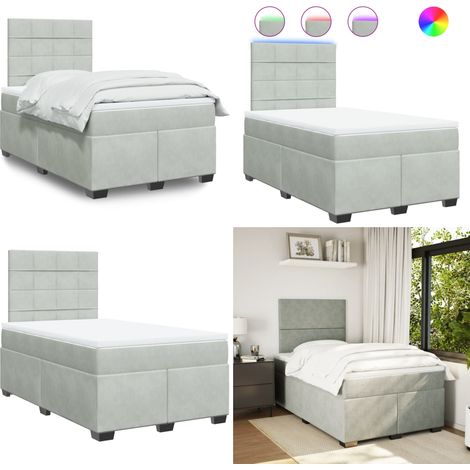 Boxspringbett mit Matratze Hellgrau 120x190 cm Samt - Boxspringbett - Doppelbett - Samtbett - Led Beleuchtung - Höhenverstellbares Kopfteil - Home & Living (1/5)