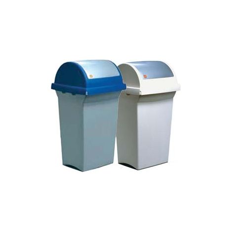 BIDONE CON COPERCHIO BASCULANTE LT.50- - cm.43x39x76h. - colore grigio/blu - 3 pezzi ICS