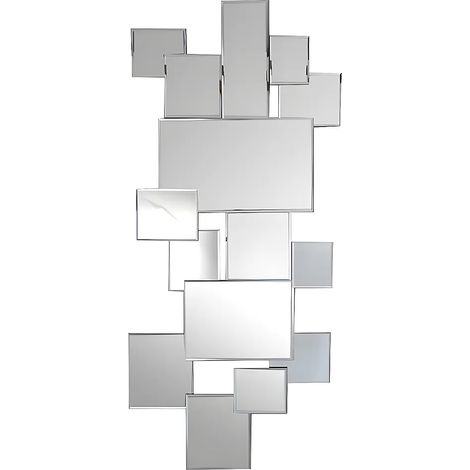Specchio a muro destrutturato 120x2x53 cm Inox e MDF Argentato - AROL (1/2)
