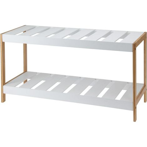 Giselda Bambus Schuhschrank weiß 70x26x36cm MDF BAMBOO (1/5)