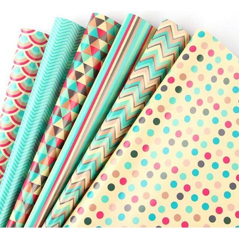 Papier Cadeau - Set Emballage Cadeaux Anniversaire - Papier Recyclé avec Ruban et Étiquettes - 22 Pièces (1/5)