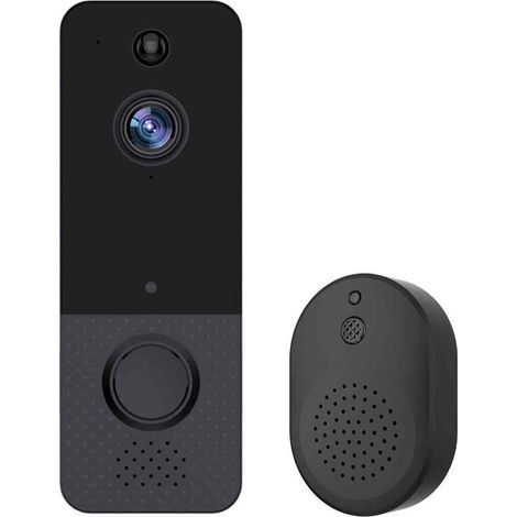Sonnette vidéo avec caméra - Surveillance intérieur/extérieur - Vision nocturne - Détection de mouvement PIR - Stockage cloud - Audio bidirectionnel - Pour usage domestique (1/5)