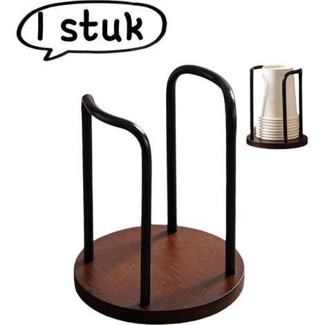 Porte-gobelets en carton monobloc - Support de rangement pour gobelets d'eau - Support anti-poussière pour tasses à café et à repas retournées - Modèle pour une seule tasse - Noir (1/5)